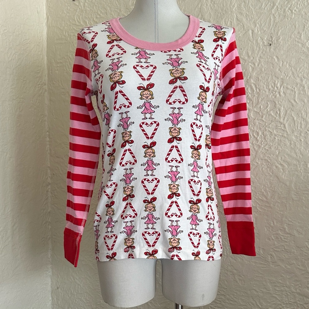 Hanna Andersson x The Grinch Cindy Lou Who Pink Red Stripe Pajama Top Small